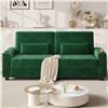 Image 1 : Green Loveseat Sofa, Larger Couch Velvet Fabric with Storage, Charging Ports, Heightened Backrests, 