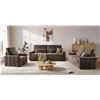 Image 2 : Brown Loveseat Sofa, Larger Couch Velvet Fabric with Storage, Charging Ports, Heightened Backrests, 