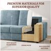 Image 3 : Light Blue Loveseat Sofa, Larger Couch Velvet Fabric with Storage, Charging Ports, Heightened Backre