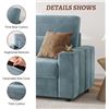 Image 2 : Light Blue Loveseat Sofa, Larger Couch Velvet Fabric with Storage, Charging Ports, Heightened Backre