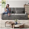 Image 2 : Light Gray Loveseat Sofa, Larger Couch Velvet Fabric with Storage, Charging Ports, Heightened Backre