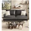 Image 1 : Black COPIAE 84 Inch Roll Arm Loveseat Sofa Reversible Faux Leather Upholstered Couch with Deep Seat