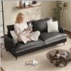 Image 2 : Black COPIAE 84 Inch Roll Arm Loveseat Sofa Reversible Faux Leather Upholstered Couch with Deep Seat