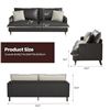 Image 3 : Black COPIAE 84 Inch Roll Arm Loveseat Sofa Reversible Faux Leather Upholstered Couch with Deep Seat