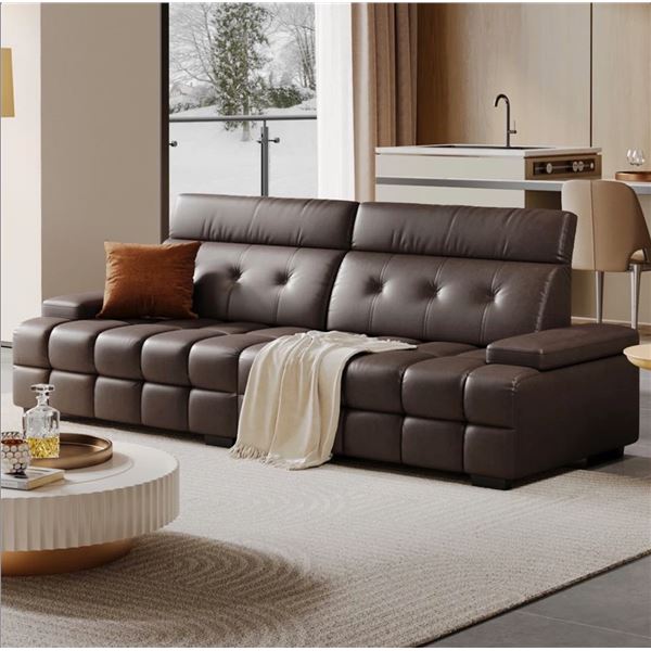 Dark Brown Oversized Couches for Living Room Extra Large Deep Seat Adjustable 2-Level Dept
