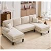Image 2 : Tan U Shape Sofa with Double Chaise Lounge for Living Room - SKU: USACOPN1088120-1 -