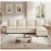 Image 1 : White Comfy Cloud Couch Large Sofa for Living Room w/ Ottoman - SKU: USACOPN1087760-3 -