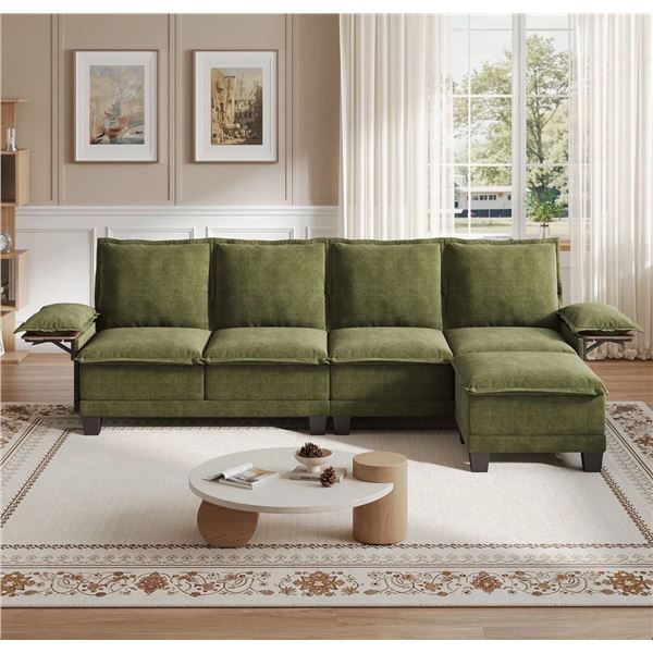Green Comfy Cloud Couch Large Sofa for Living Room w/ Ottoman - SKU: USACOPN1087760-4 -