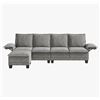Image 4 : Grey Comfy Cloud Couch Large Sofa for Living Room w/ Ottoman - SKU: USACOPN1087760-2 -