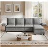 Image 1 : Grey Comfy Cloud Couch Large Sofa for Living Room w/ Ottoman - SKU: USACOPN1087760-2 -