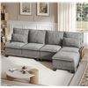 Image 3 : Grey Comfy Cloud Couch Large Sofa for Living Room w/ Ottoman - SKU: USACOPN1087760-2 -