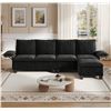 Image 1 : Black Comfy Cloud Couch Large Sofa for Living Room w/ Ottoman - SKU: USACOPN1087760-1 -