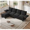 Image 2 : Black Comfy Cloud Couch Large Sofa for Living Room w/ Ottoman - SKU: USACOPN1087760-1 -