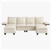 Image 3 : White Comfy Cloud Couch Large Sofa for Living Room w/ 2 Ottomans - SKU: USACOPN1087759-3 -