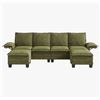 Image 3 : Green Comfy Cloud Couch Large Sofa for Living Room w/ 2 Ottomans - SKU: USACOPN1087759-4 -
