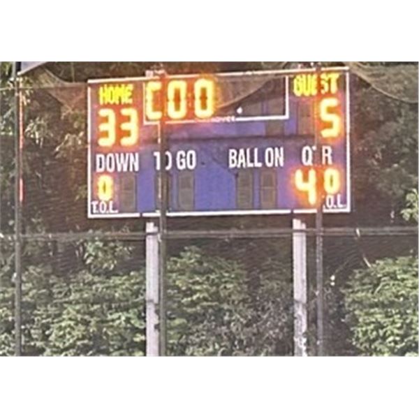 NEVCO 3402 PROFESSIONAL STADIUM DIGITAL FOOTBALL 2 SECTION SCOREBOARD WITH 717 BOARD CONTROLLER,