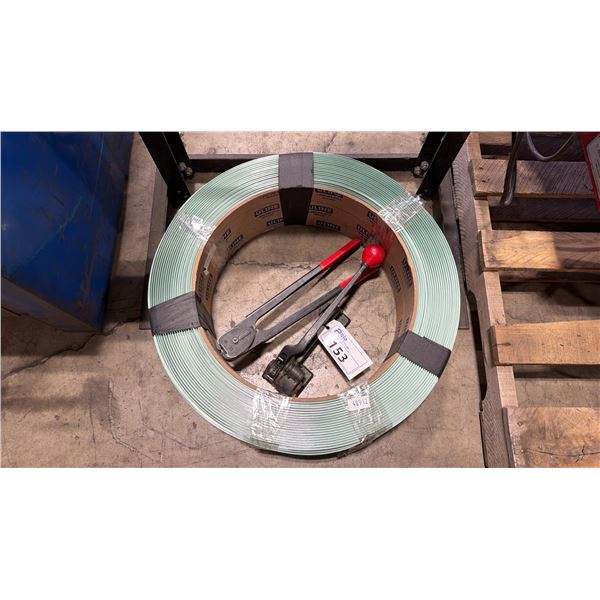 LARGE ROLL OF ULINE PLASTIC BANDING MATERIAL & METAL BANDING TOOLS