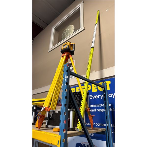 SELF LEVELING ROTARY LASER SET IN TRANSPORT CASE WITH TRIPOD & SURVEYORS RULER