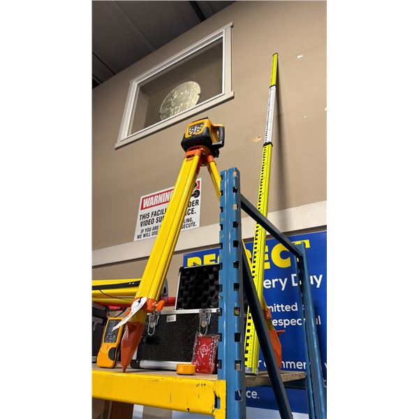 SELF LEVELING ROTARY LASER SET IN TRANSPORT CASE WITH TRIPOD & SURVEYORS RULER