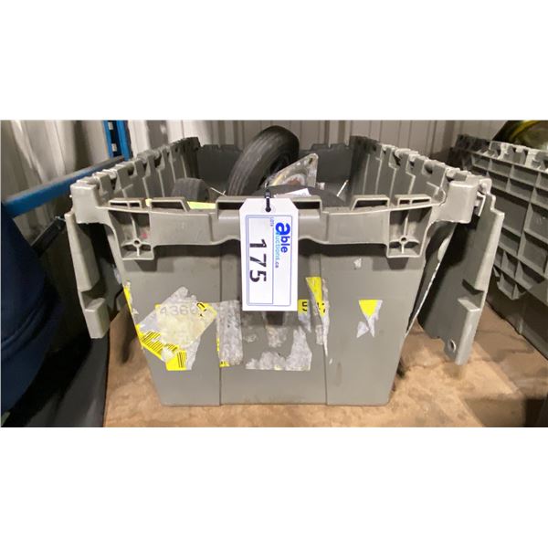 BIN OF 8 HEAVY DUTY 8" SWIVEL CASTERS, 4 WITH LOCKS