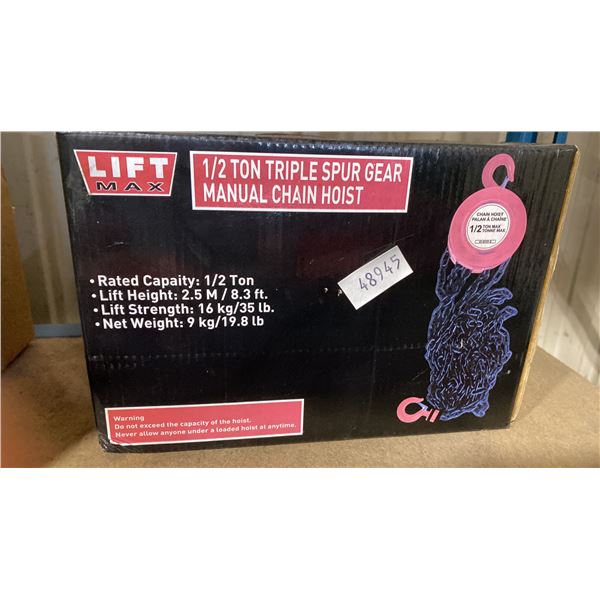 LIFTMAX 1/2 TON TRIPLE SPUR GEAR MANUAL CHAIN HOIST