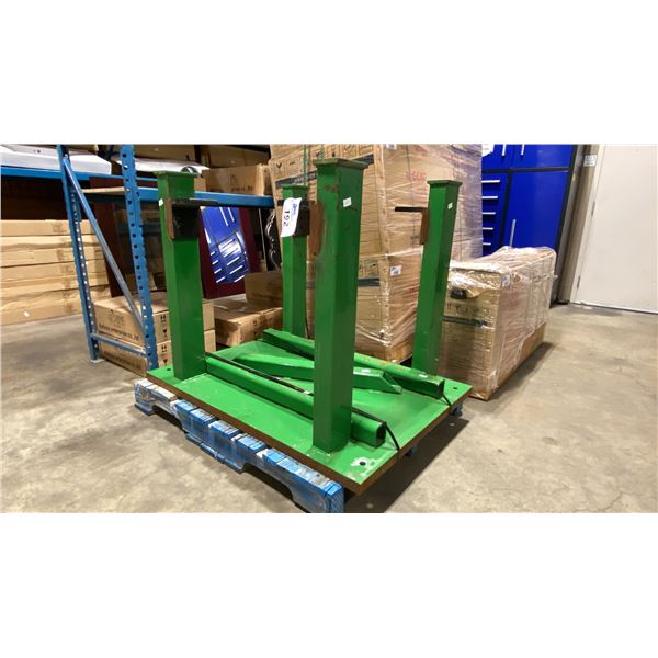 1 3/4" THICK METAL HEAVY DUTY SHOP TABLE PAINTED GREEN APPROX 4'L X 3'D X 3'H