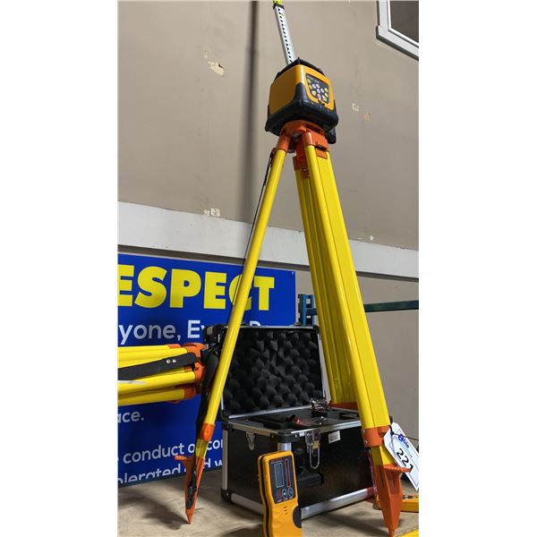 SELF LEVELING ROTARY LASER SET IN TRANSPORT CASE WITH TRIPOD & SURVEYORS RULER