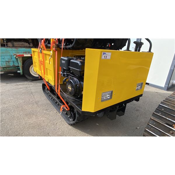 SDLANCH SDLD25 YELLOW RIDE ON GAS POWERED MINI CRAWLER DUMPER, 3 SPEED, 9" TRACKS, MANUAL DUMP BOX