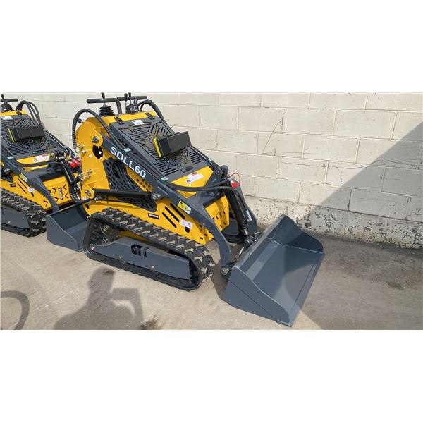 DLANCH SDLL60 YELLOW GAS POWERED MINI STAND ON SKID STEER WITH 7" RUBBER TRACKS & TOOLBOX