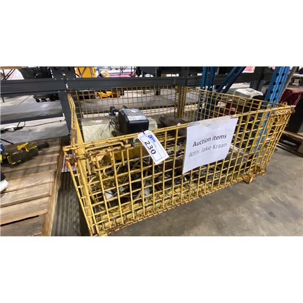 COFFING JLC INDUSTRIAL ELECTRIC CHAIN HOIST WITH CABLE, REMOTE & BRACKET IN YELLOW METAL MESH CRATE