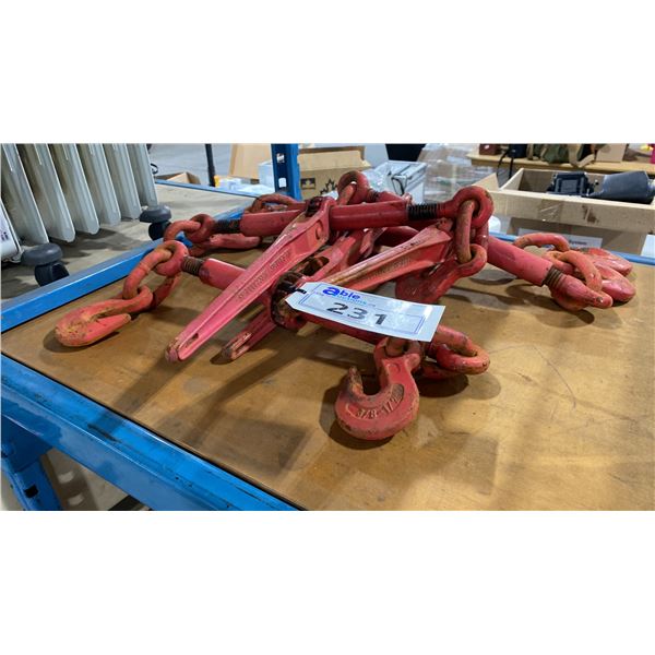 4 RED HEAVY DUTY CHAIN BINDERS