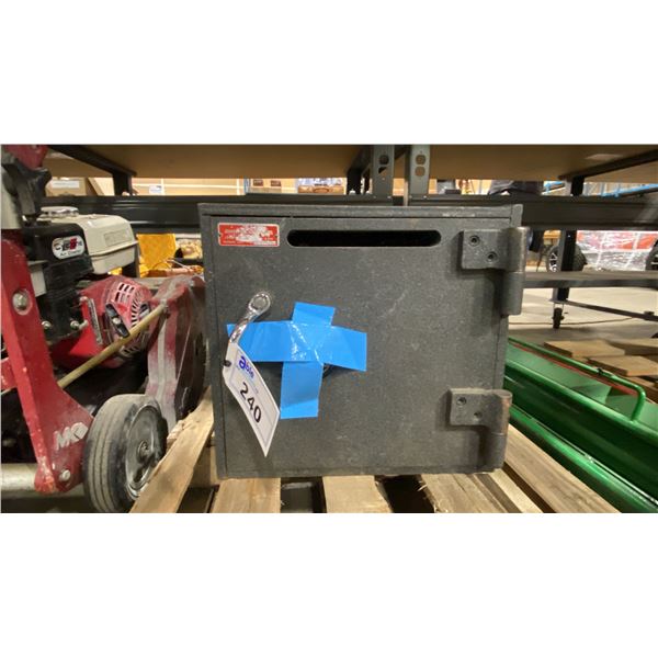 SMALL HEAVY DUTY SAFE- SAFE OPEN, NO COMBINATION, NO CONTENTS