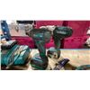 Image 2 : GROUP OF ASSORTED MAKITA CORDLESS POWER TOOLS- 3 ANGLE GRINDERS, 2 DRILLS. CHARGER, 5 BATTERIES & 1