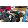 Image 5 : GROUP OF ASSORTED MAKITA CORDLESS POWER TOOLS- 3 ANGLE GRINDERS, 2 DRILLS. CHARGER, 5 BATTERIES & 1
