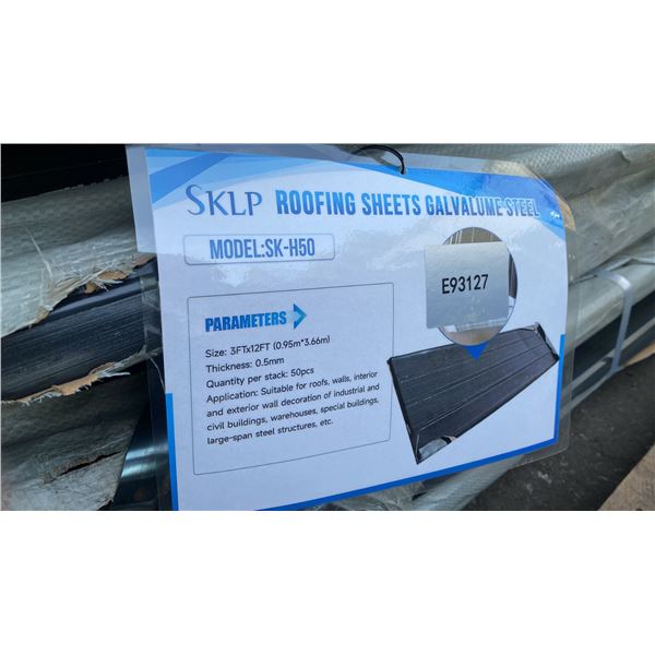 SKLP SK-H50 3' X 12' DARK GREY GALVALUME STEEL ROOFING SHEETS- 50 PCS TOTAL