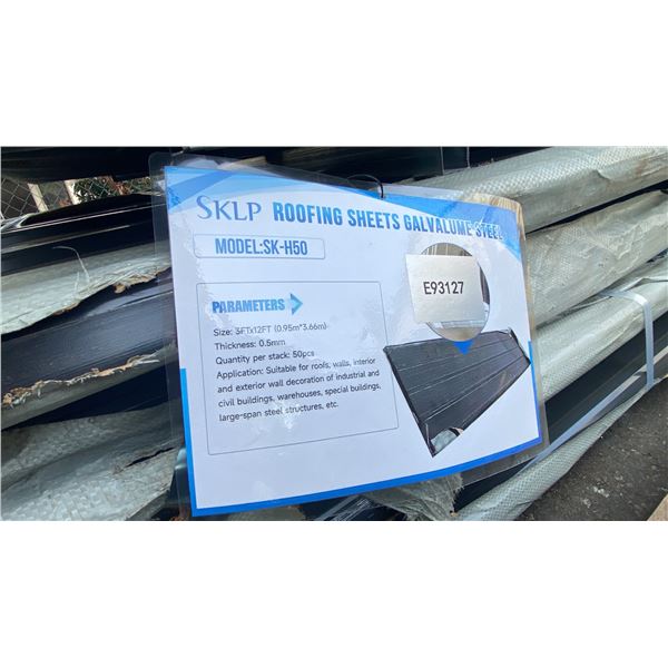SKLP SK-H50 3' X 12' DARK GREY GALVALUME STEEL ROOFING SHEETS- 50 PCS TOTAL
