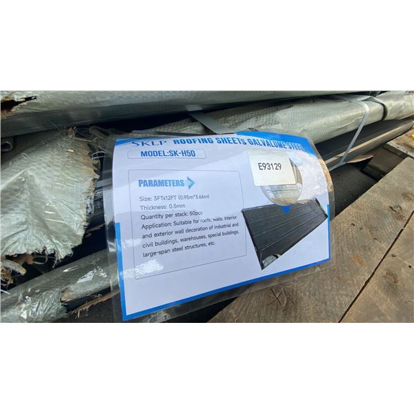 SKLP SK-H50 3' X 12' DARK GREY GALVALUME STEEL ROOFING SHEETS- 50 PCS TOTAL