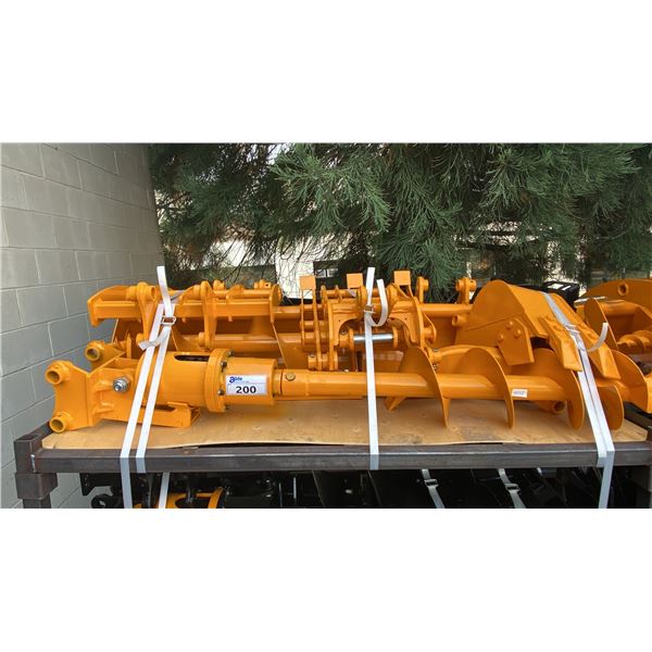C301-SJB YELLOW MINI EXCAVATOR MULTI ATTACHMENT SET INCLUDING SMALL DIGGING BUCKET, 2 CLEANING