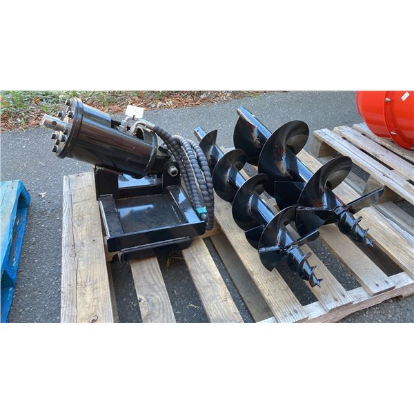 3PCS BLACK HYDRAULIC INDUSTRIAL MINI SKID STEER AUGER ATTACHMENT SET