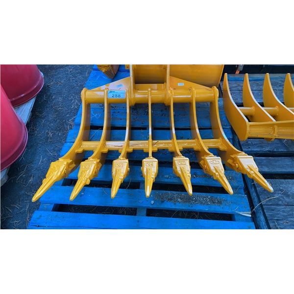 YELLOW HEAVY DUTY INDUSTRIAL MINI EXCAVATOR 32" BRUSH RAKE ATTACHMENT *FITS CAT 305 EXCAVATORS*