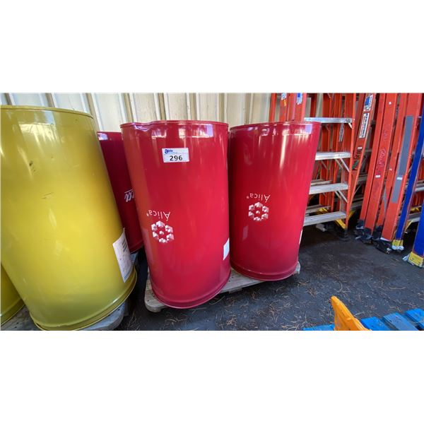 PALLET OF 4 METAL INDUSTRIAL STORAGE BARRELS