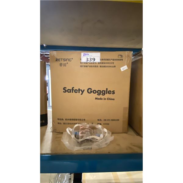 BOX OF RETSING COMMERCIAL CLEAR SAFETY GOGGLES