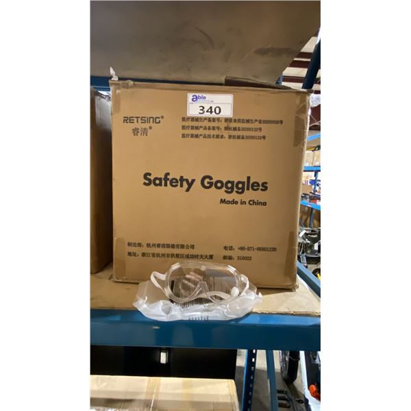 BOX OF RETSING COMMERCIAL CLEAR SAFETY GOGGLES