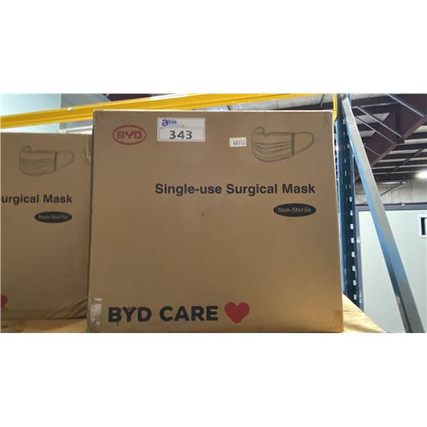 BOX OF BYD SINGLE-USE COMMERCIAL SURGICAL MASKS