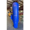 Image 2 : STACK OF 25 BLUE RUBBERMAID ROUGHNECK RECYCLE/TRASH BINS WITH LIDS- 32 GAL/ 121 L