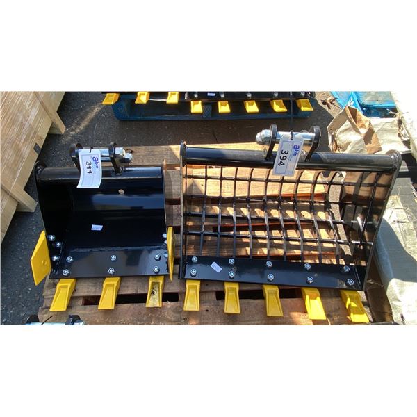 2 MINI EXCAVATOR BUCKET ATTACHMENTS- 22.5" SKELETON BUCKET & 14.5" DIGGING BUCKET