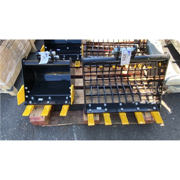 2 MINI EXCAVATOR BUCKET ATTACHMENTS- 22.5" SKELETON BUCKET & 14.5" DIGGING BUCKET