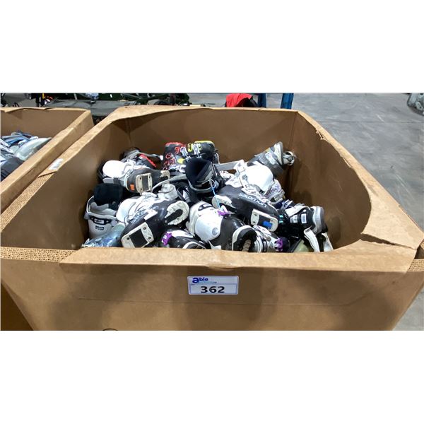 PALLET CRATE OF APPROXIMATELY 50 ASSORTED PAIRS OF SKI BOOTS *MUST TAKE ALL ON PALLET, PALLET CRATE