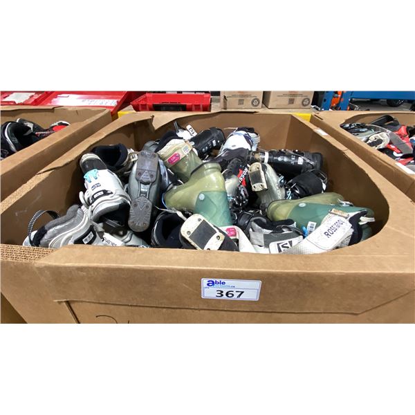 PALLET CRATE OF APPROXIMATELY 50 ASSORTED PAIRS OF SKI BOOTS *MUST TAKE ALL ON PALLET, PALLET CRATE