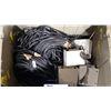 Image 2 : 5 PLASTIC BINS OF ASSORTED ELECTRICAL ITEMS, BALLAST, LIGHTS & CABLES *PLASTIC BINS INCLUDED*